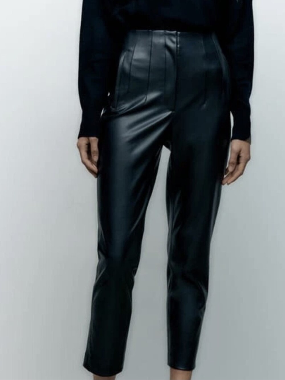 ZARA Black Faux Leather High Waisted Pants Size M